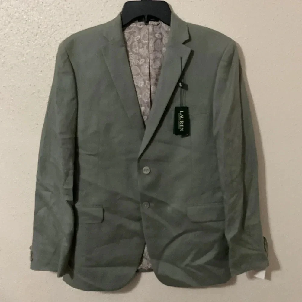 Ralph Lauren Sage Light Green Big Boys Linen Suit Jacket Size 20 Regular NWT